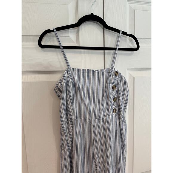 JAPNA Blue & White Striped Wide-Leg Cottage Jumpsuit Size M - Picture 2 of 8